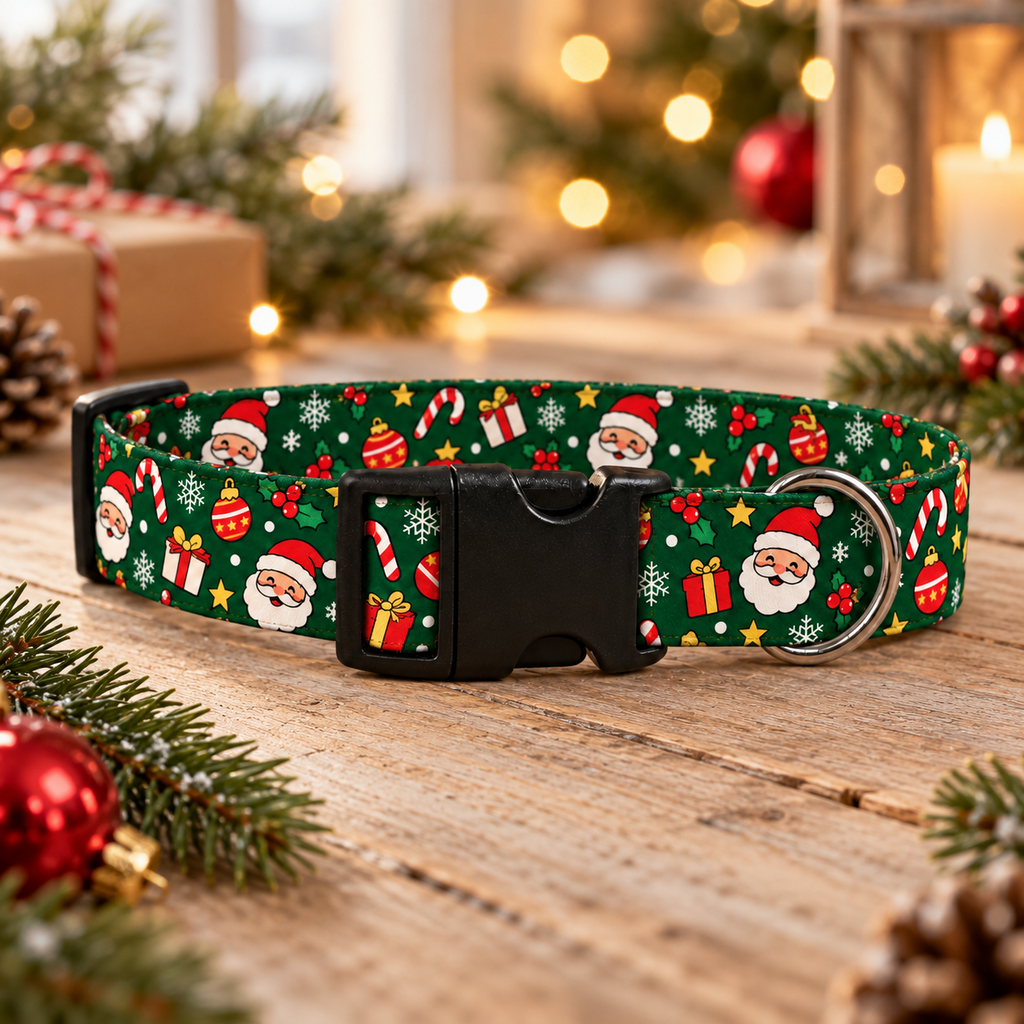 Forest Green Christmas Dog Collar
