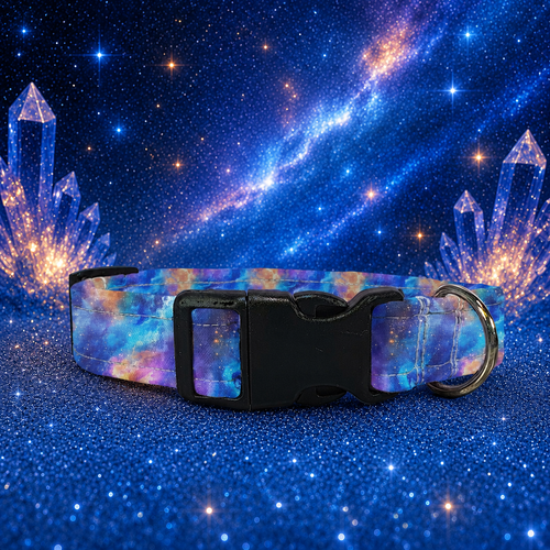 Blue, Purple & Gold Galaxy Dog Collar