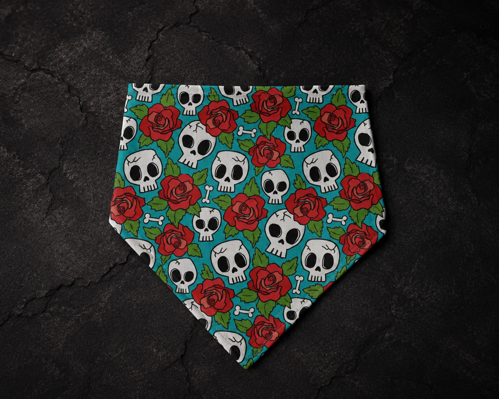 Blue Skulls and Rose Bandana