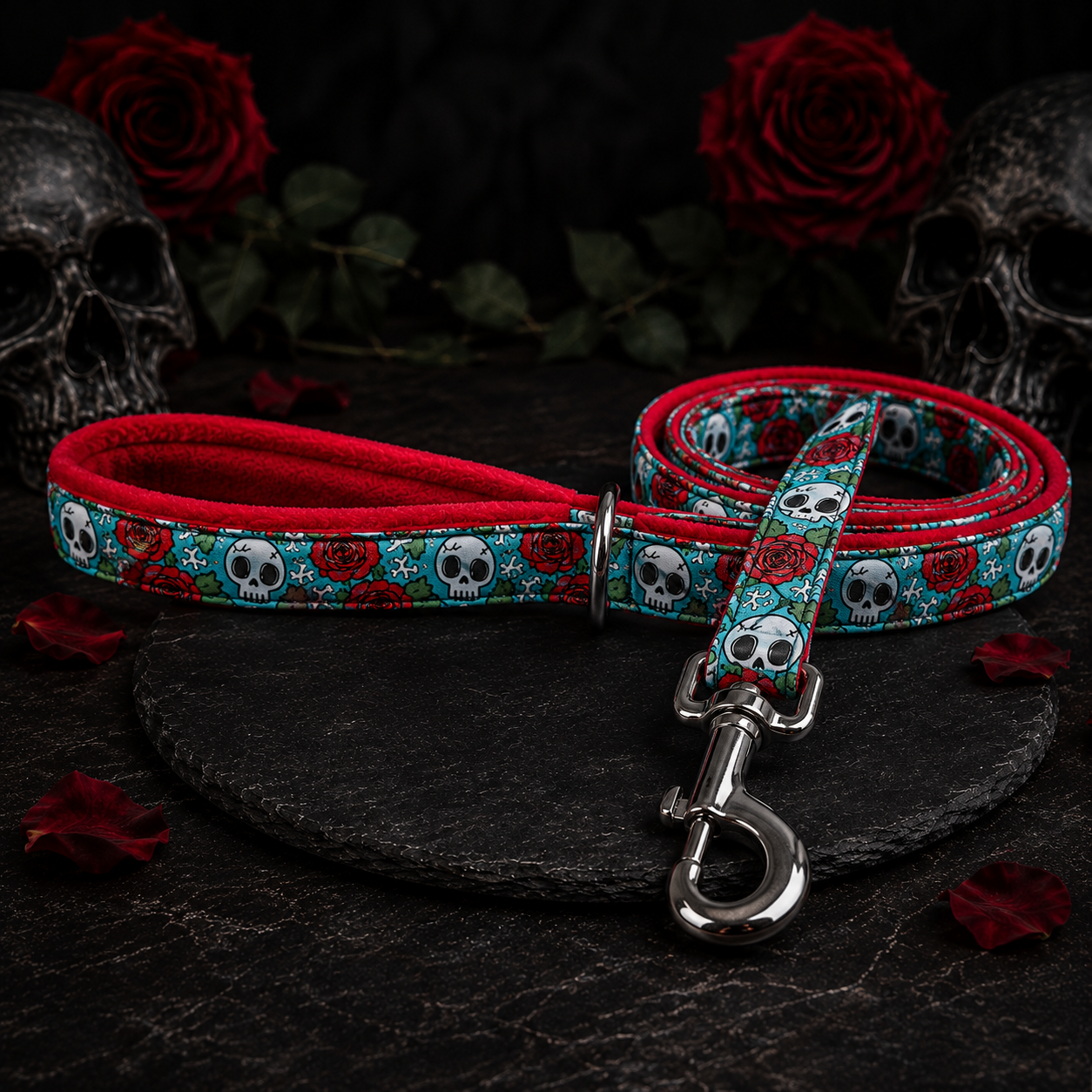Skulls and Roses Dog Lead