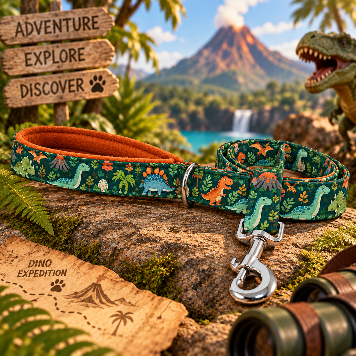 Dinosaurs & Volcanos  Dog Lead