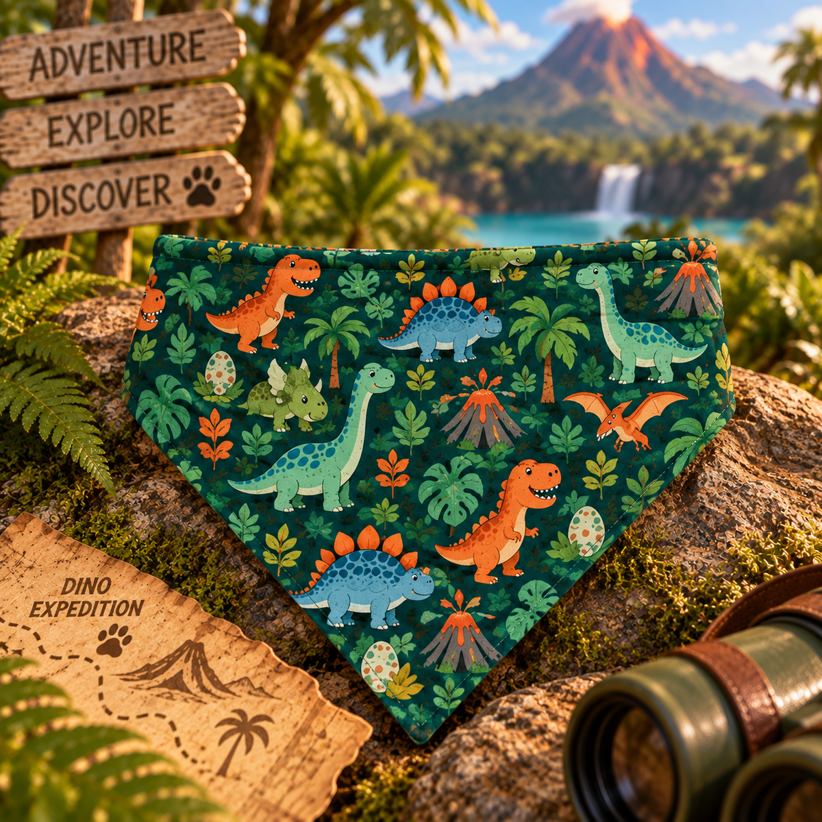Dinosaurs & Volcanos Bandana