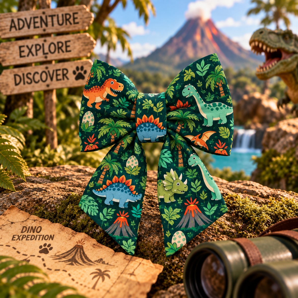 Dinosaurs & Volcanos Bow Tie / Sailor Bow