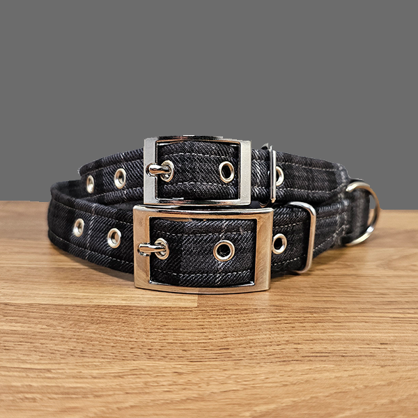 Grey Tartan Dog Collar