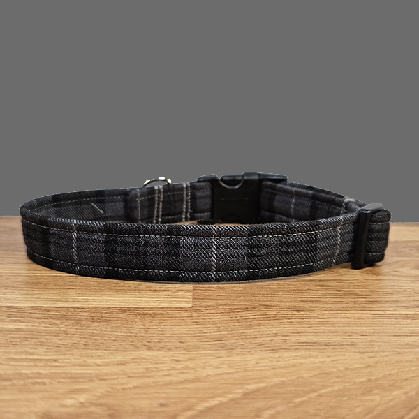 Grey Tartan Dog Collar