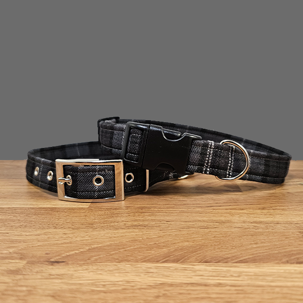 Grey Tartan Dog Collar