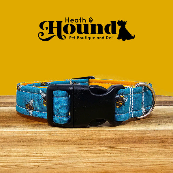 Teal Bee Dog Collar